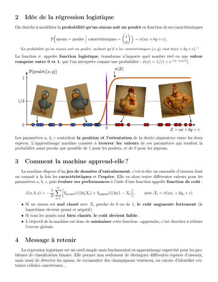 Aperçu de la deuxième page du poster sur l'apprentissage statistique et l'hyperplan séparant